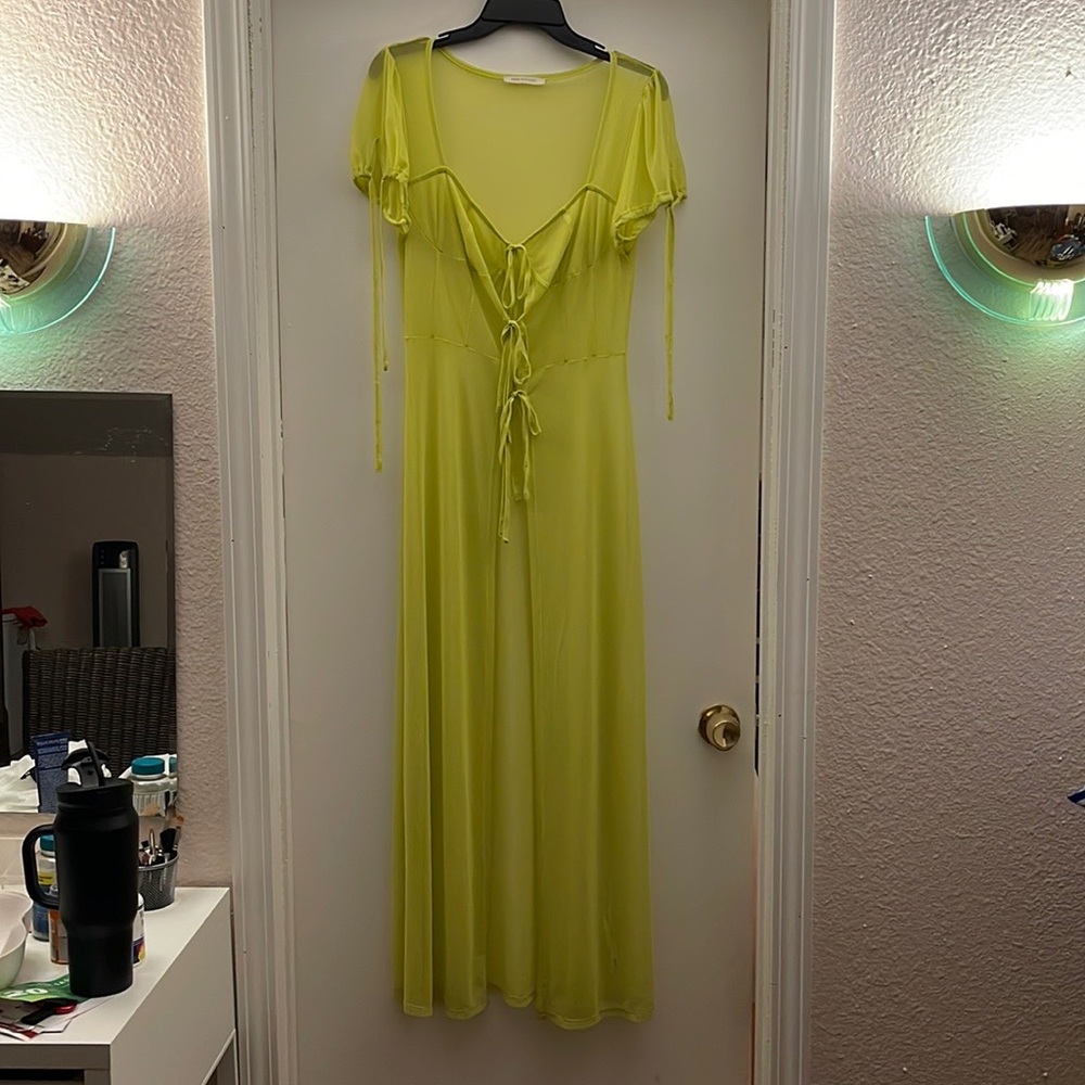 Urban Outfitters Neon Lime Green Mesh Duster